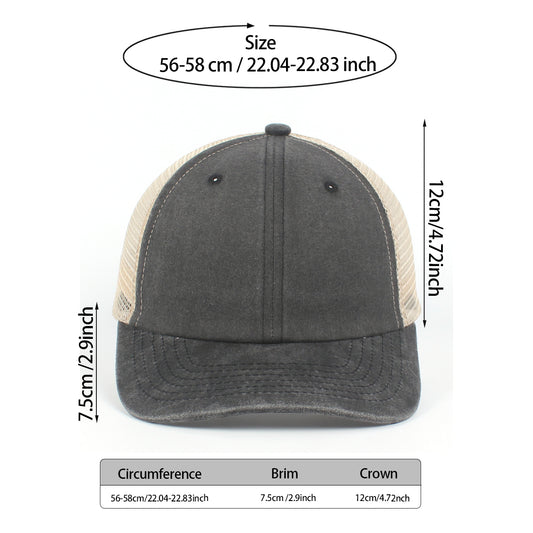 CYRY Retro Washed Trucker Cap - Vintage Mesh Back Unstructured Baseball Hat