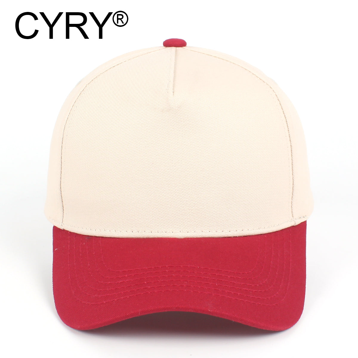 CYRY® Two-Tone 100% Cotton Baseball Cap, 5-Panel Structured Unisex Hat