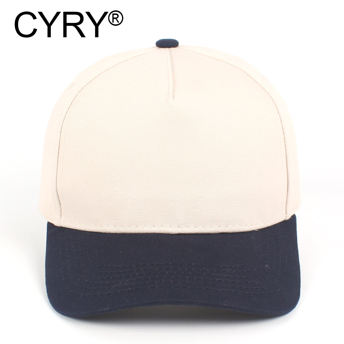 CYRY® Two-Tone 100% Cotton Baseball Cap, 5-Panel Structured Unisex Hat