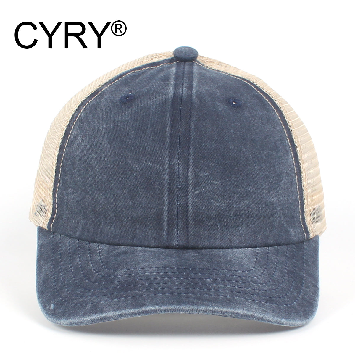 CYRY Retro Washed Trucker Cap - Vintage Mesh Back Unstructured Baseball Hat