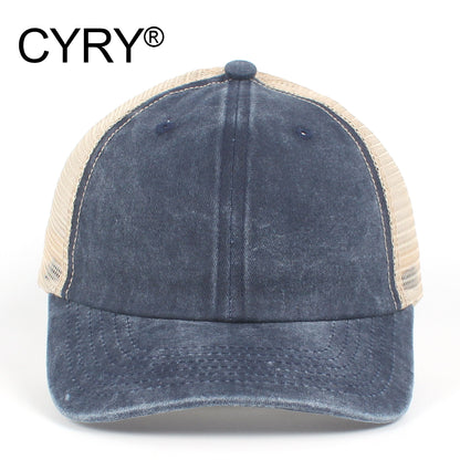 CYRY Retro Washed Trucker Cap - Vintage Mesh Back Unstructured Baseball Hat
