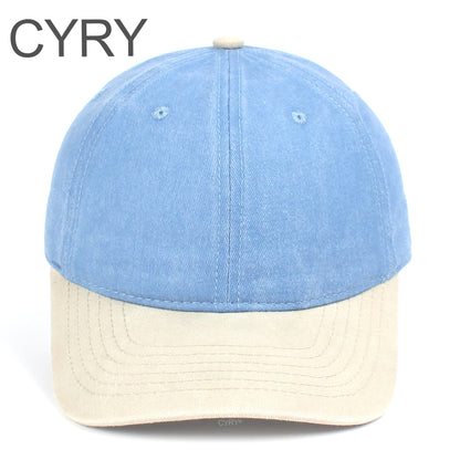 CYRY Retro Color Block Baseball Cap - Vintage Washed Two Tone Unstructured Dad Hat