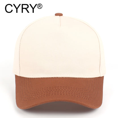 CYRY® Two-Tone 100% Cotton Baseball Cap, 5-Panel Structured Unisex Hat