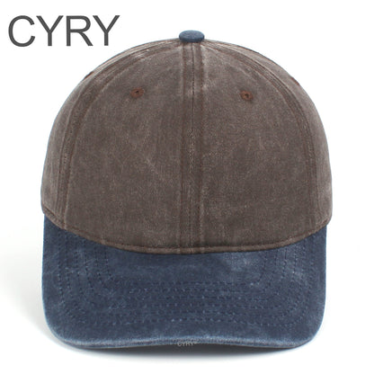 CYRY Retro Color Block Baseball Cap - Vintage Washed Two Tone Unstructured Dad Hat