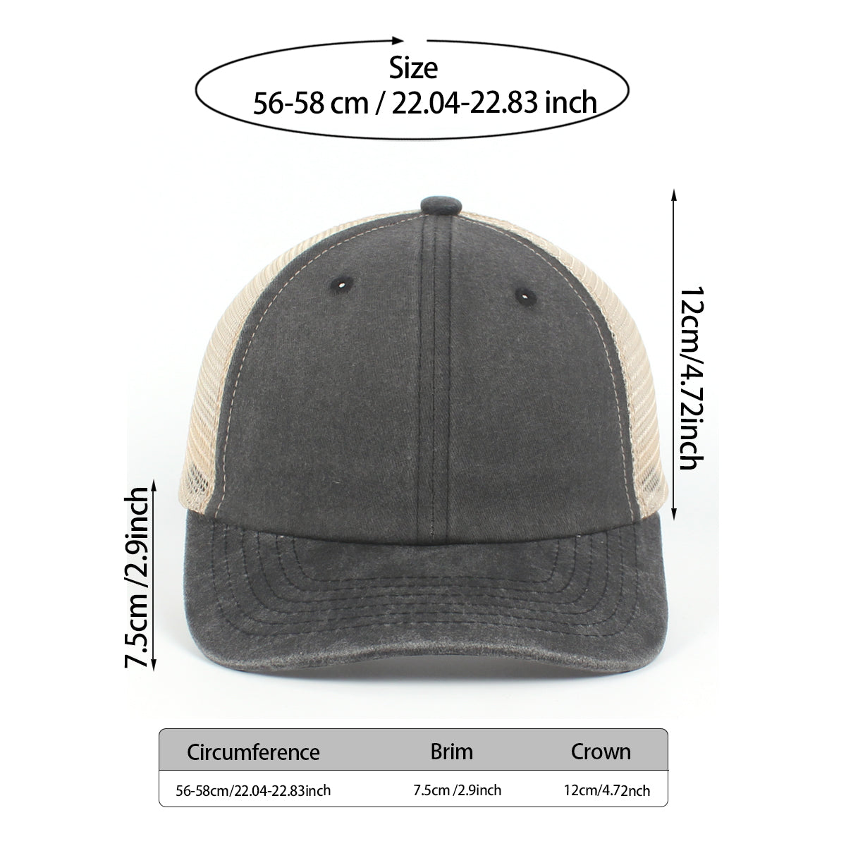 CYRY Retro Washed Trucker Cap - Vintage Mesh Back Unstructured Baseball Hat