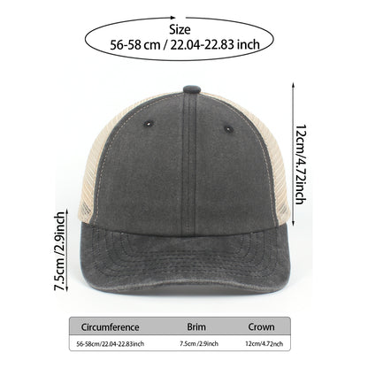 CYRY Retro Washed Trucker Cap - Vintage Mesh Back Unstructured Baseball Hat