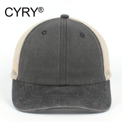 CYRY Retro Washed Trucker Cap - Vintage Mesh Back Unstructured Baseball Hat