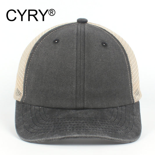 CYRY Retro Washed Trucker Cap - Vintage Mesh Back Unstructured Baseball Hat