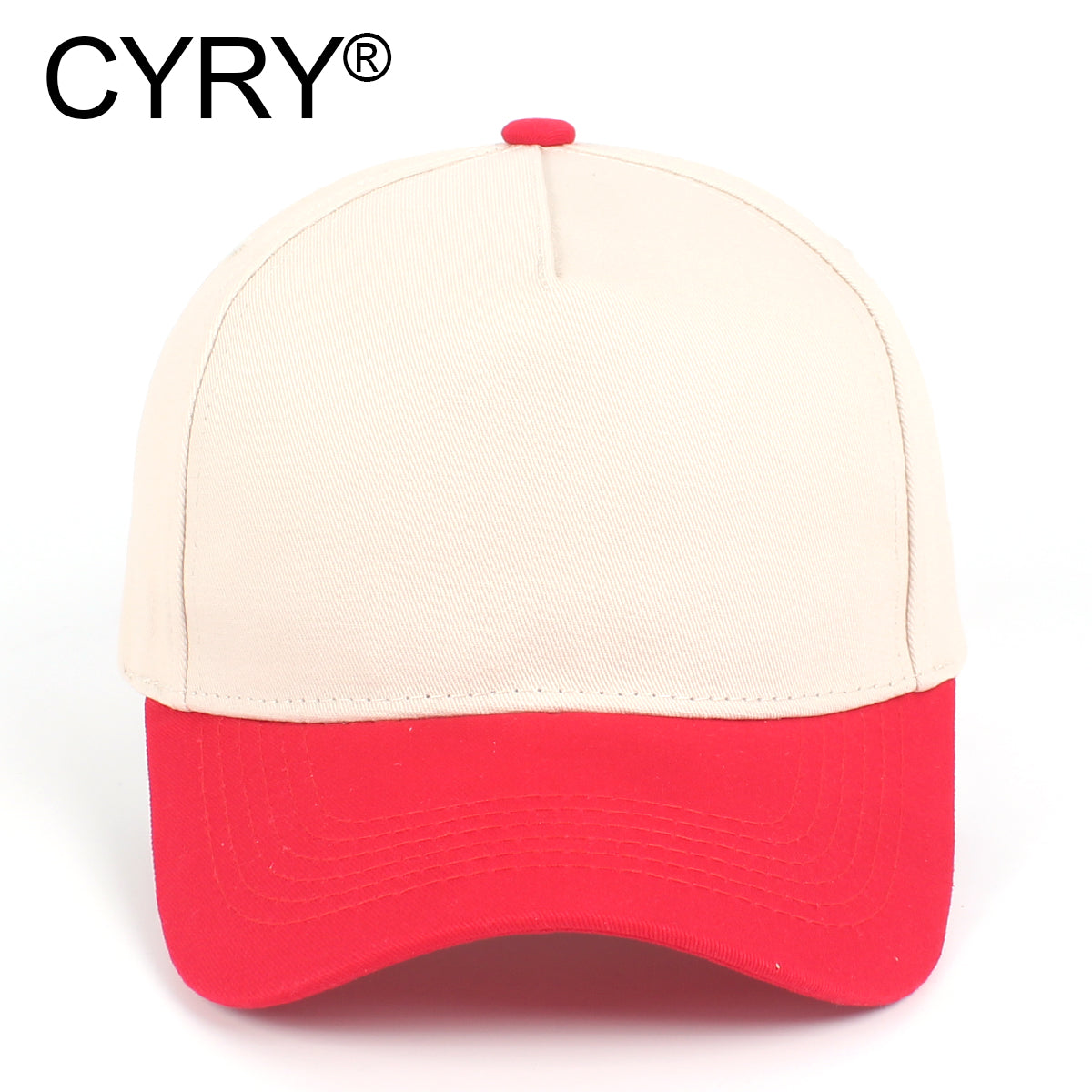 CYRY® Two-Tone 100% Cotton Baseball Cap, 5-Panel Structured Unisex Hat