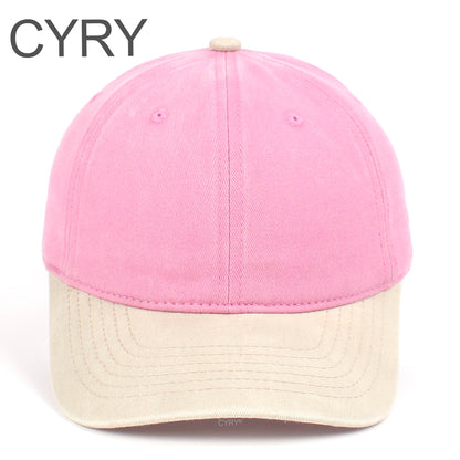 CYRY Retro Color Block Baseball Cap - Vintage Washed Two Tone Unstructured Dad Hat