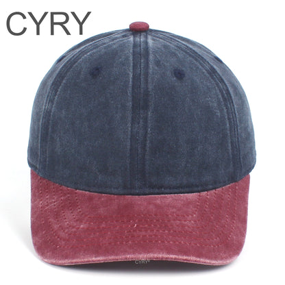 CYRY Retro Color Block Baseball Cap - Vintage Washed Two Tone Unstructured Dad Hat