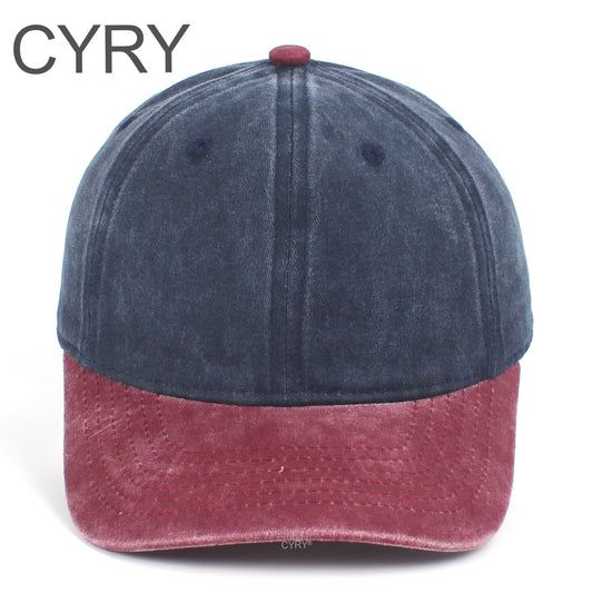 CYRY Retro Color Block Baseball Cap - Vintage Washed Two Tone Unstructured Dad Hat