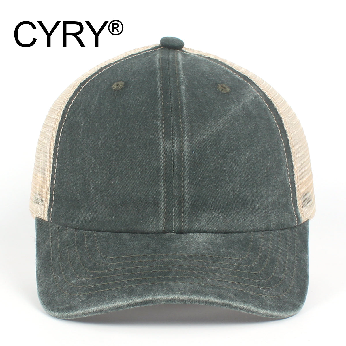 CYRY Retro Washed Trucker Cap - Vintage Mesh Back Unstructured Baseball Hat