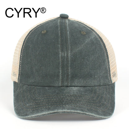 CYRY Retro Washed Trucker Cap - Vintage Mesh Back Unstructured Baseball Hat