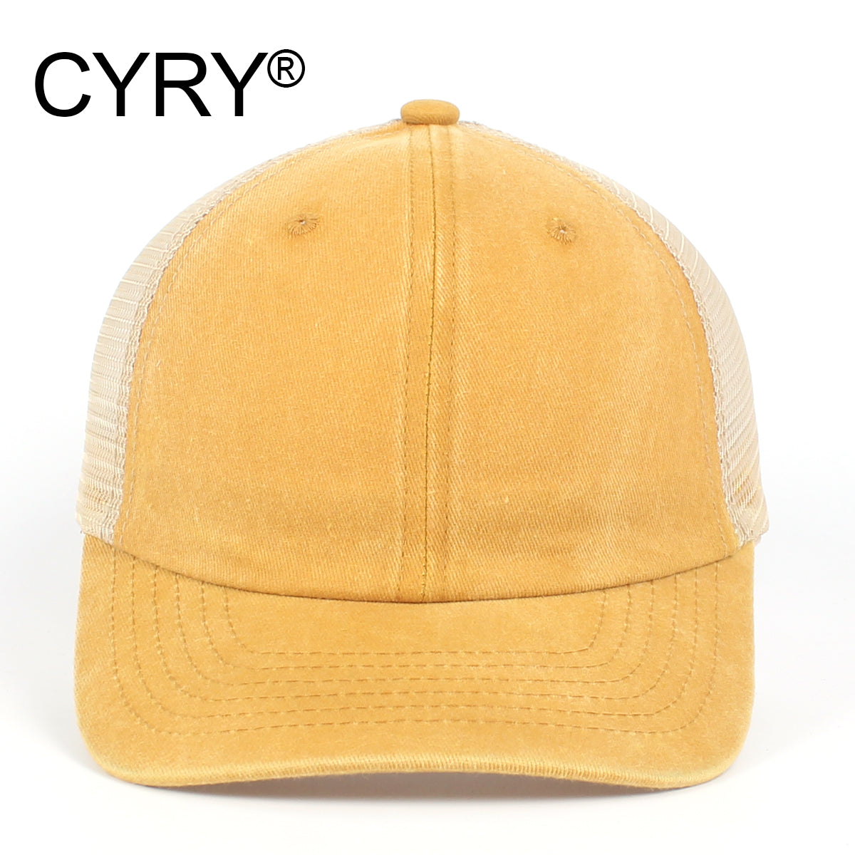 CYRY Retro Washed Trucker Cap - Vintage Mesh Back Unstructured Baseball Hat