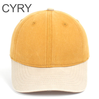 CYRY Retro Color Block Baseball Cap - Vintage Washed Two Tone Unstructured Dad Hat