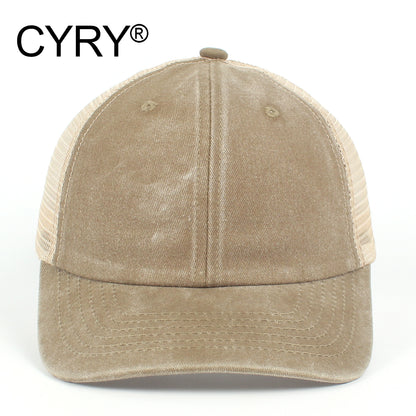 CYRY Retro Washed Trucker Cap - Vintage Mesh Back Unstructured Baseball Hat