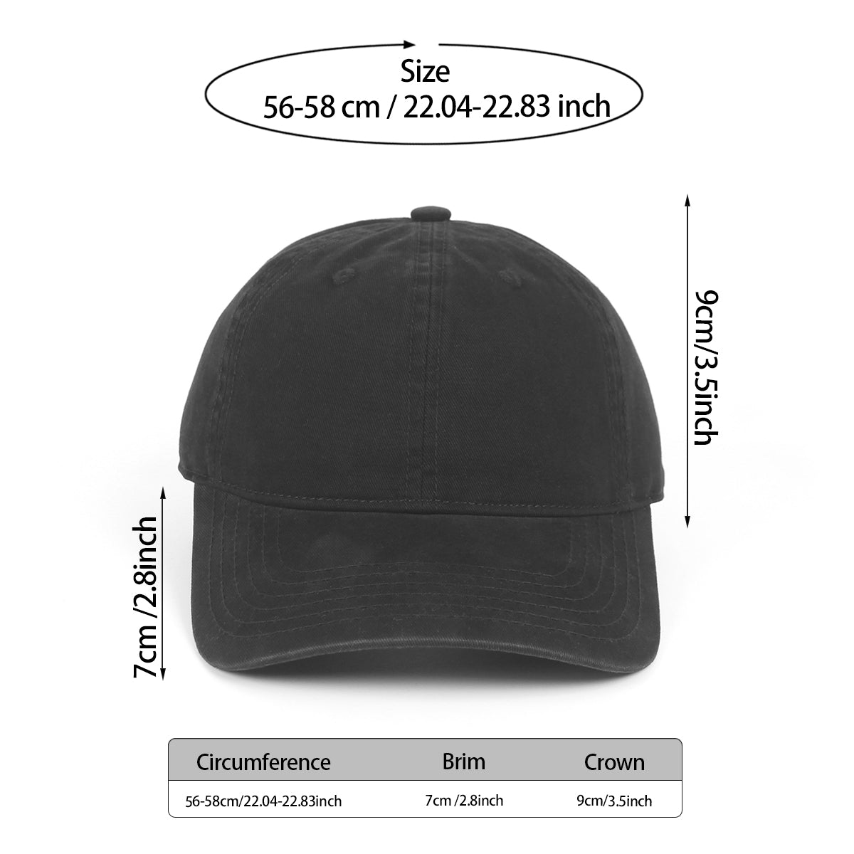 Premium Quality 100% Cotton Custom Baseball Cap, Washed Unisex Dad Hat with Adjustable Buckle