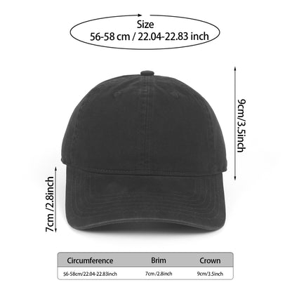 Premium Quality 100% Cotton Custom Baseball Cap, Washed Unisex Dad Hat with Adjustable Buckle