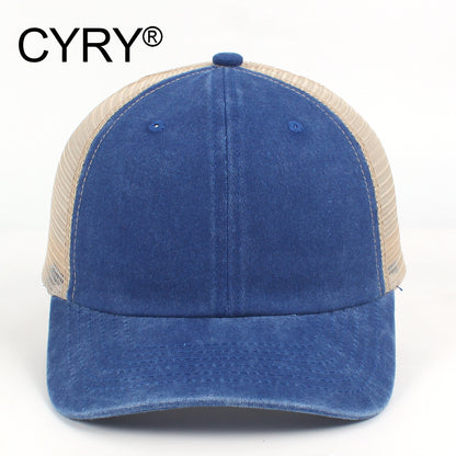 CYRY Retro Washed Trucker Cap - Vintage Mesh Back Unstructured Baseball Hat