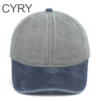 CYRY Retro Color Block Baseball Cap - Vintage Washed Two Tone Unstructured Dad Hat