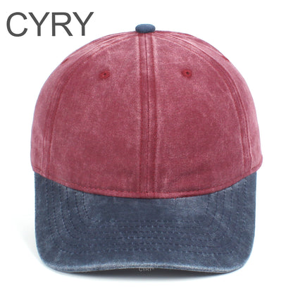 CYRY Retro Color Block Baseball Cap - Vintage Washed Two Tone Unstructured Dad Hat