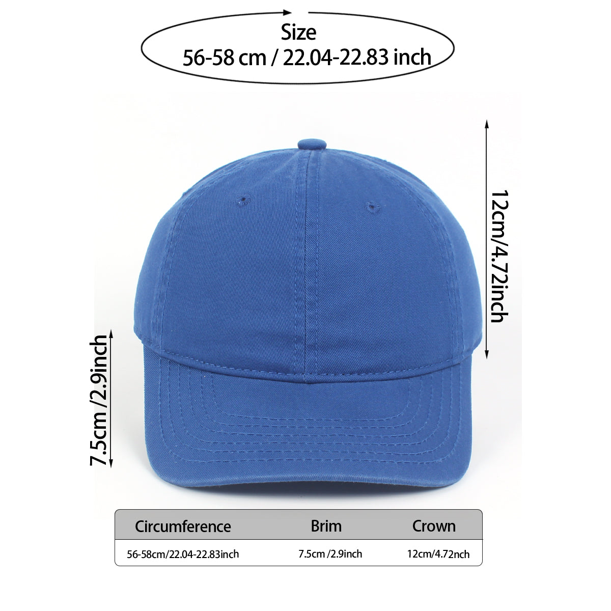 CYRY® 100% Cotton Baseball Cap, Customizable 6-Panel Hat with Metal Buckle, for Men & Women All Seasons